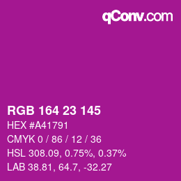 Color code: RGB 164 23 145 | qconv.com