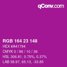 Color code: RGB 164 23 148 | qconv.com