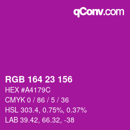 カラーコード: RGB 164 23 156 | qconv.com