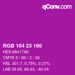 Color code: RGB 164 23 160 | qconv.com