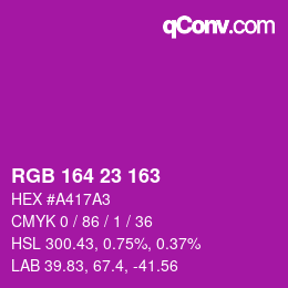 Color code: RGB 164 23 163 | qconv.com