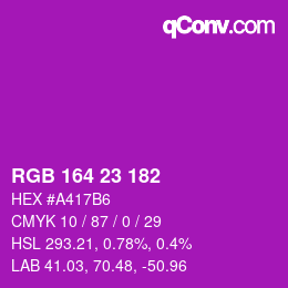 Color code: RGB 164 23 182 | qconv.com