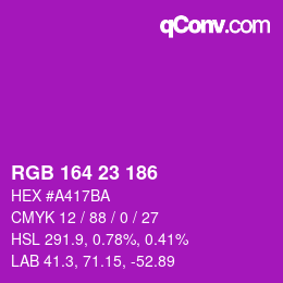 カラーコード: RGB 164 23 186 | qconv.com
