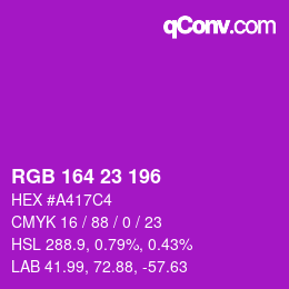 Color code: RGB 164 23 196 | qconv.com
