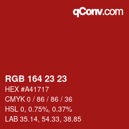 Color code: RGB 164 23 23 | qconv.com