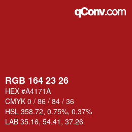 Color code: RGB 164 23 26 | qconv.com