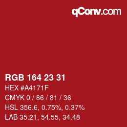 Color code: RGB 164 23 31 | qconv.com