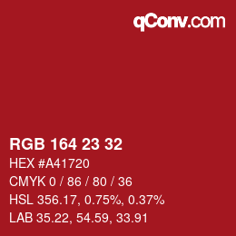 Color code: RGB 164 23 32 | qconv.com
