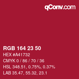 Color code: RGB 164 23 50 | qconv.com