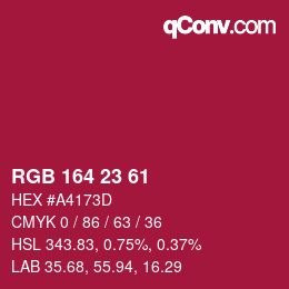 カラーコード: RGB 164 23 61 | qconv.com