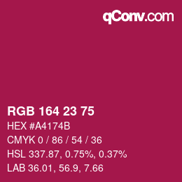 Color code: RGB 164 23 75 | qconv.com