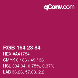 Color code: RGB 164 23 84 | qconv.com