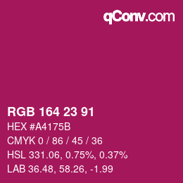 Color code: RGB 164 23 91 | qconv.com