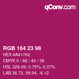 Color code: RGB 164 23 98 | qconv.com