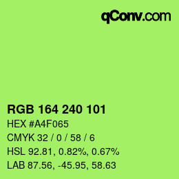 Color code: RGB 164 240 101 | qconv.com