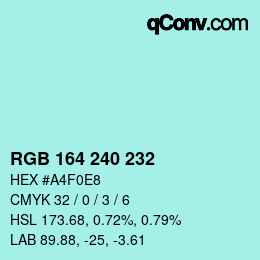 Color code: RGB 164 240 232 | qconv.com