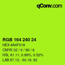 Color code: RGB 164 240 24 | qconv.com