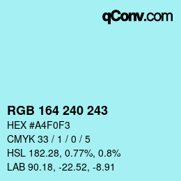Color code: RGB 164 240 243 | qconv.com