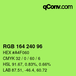 Color code: RGB 164 240 96 | qconv.com