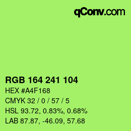 Color code: RGB 164 241 104 | qconv.com