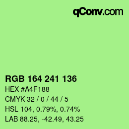 カラーコード: RGB 164 241 136 | qconv.com