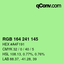Color code: RGB 164 241 145 | qconv.com