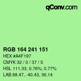 Color code: RGB 164 241 151 | qconv.com