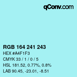 Color code: RGB 164 241 243 | qconv.com