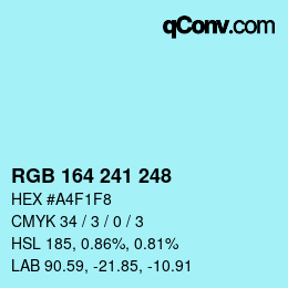Color code: RGB 164 241 248 | qconv.com