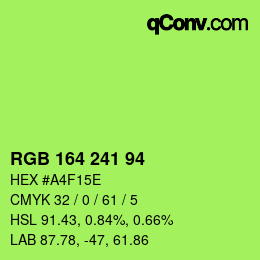 Color code: RGB 164 241 94 | qconv.com