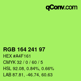 カラーコード: RGB 164 241 97 | qconv.com