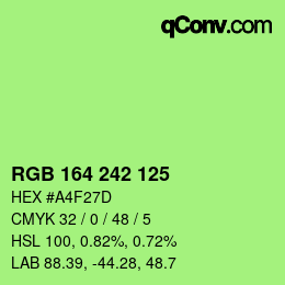 Color code: RGB 164 242 125 | qconv.com