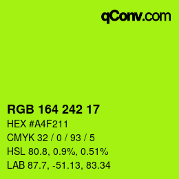 Color code: RGB 164 242 17 | qconv.com