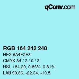 Color code: RGB 164 242 248 | qconv.com