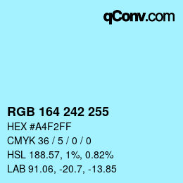 Color code: RGB 164 242 255 | qconv.com