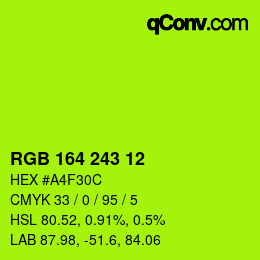 Color code: RGB 164 243 12 | qconv.com