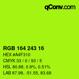カラーコード: RGB 164 243 16 | qconv.com