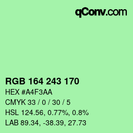 カラーコード: RGB 164 243 170 | qconv.com
