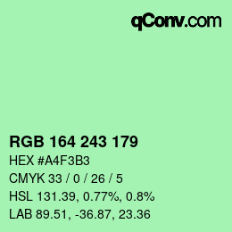 Color code: RGB 164 243 179 | qconv.com