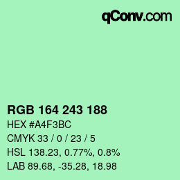 Color code: RGB 164 243 188 | qconv.com
