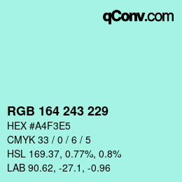 Color code: RGB 164 243 229 | qconv.com