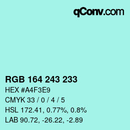 Color code: RGB 164 243 233 | qconv.com