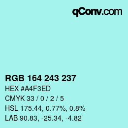 Color code: RGB 164 243 237 | qconv.com