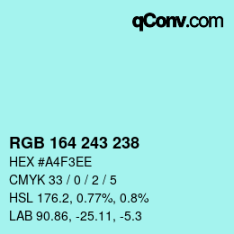 Color code: RGB 164 243 238 | qconv.com