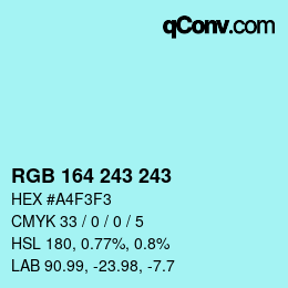 Código de color: RGB 164 243 243 | qconv.com