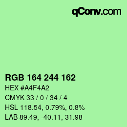 Color code: RGB 164 244 162 | qconv.com