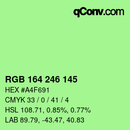 Color code: RGB 164 246 145 | qconv.com