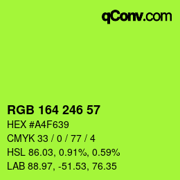 Color code: RGB 164 246 57 | qconv.com