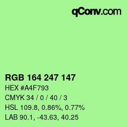 カラーコード: RGB 164 247 147 | qconv.com