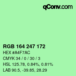 Color code: RGB 164 247 172 | qconv.com